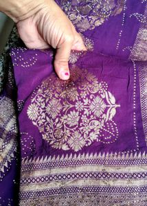 Purple pure dola Silk Saree with stone
