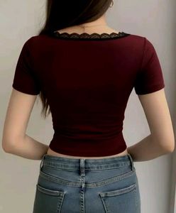 Gothic Lace Trim Square Neck Crop Top