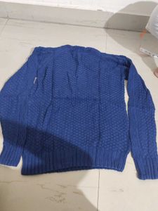 Blue Textured Knit Sweater