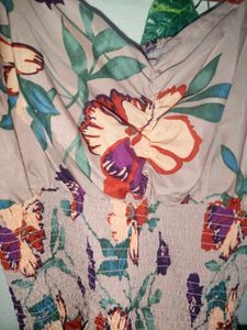 Floral Smocked Long Sleeve Crop Top