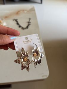 Silver Flower Statement Earrings