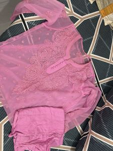 Elegant Pink Chikankari Kurta with inner