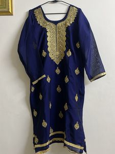 Elegant Navy Blue Embroidered Garara Set