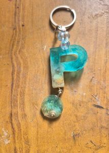 Ocean Resin Letter P Keychain