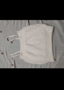 Cream Fuzzy Cropped Top