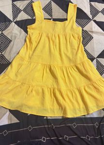 Yellow Smocked Crop Top