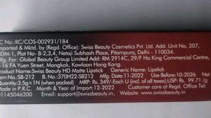 Swiss Beauty HD Matte Lipstick