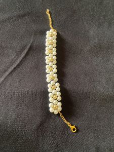 Pearl and Gold Daisy Bracelet