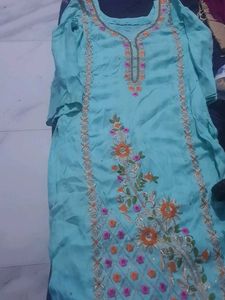 Elegant Sky Blue Stitched Salwar Suit (Used – Good