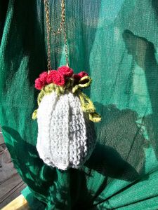 Handmade Crochet Flower Clutch Bag