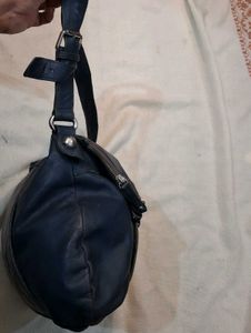 Stylish Dark Blue Leather Shoulder Bag
