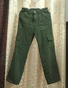 Green Cargo Wide Leg Pants