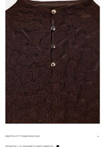 Zara celeb style Chic Brown Draped lace Midi Dress