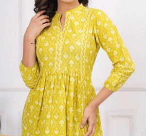 Yellow Printed Kurta