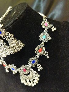 Oxidised Jhumki Set