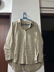 Classic Beige Oversized Button-Up Shirt