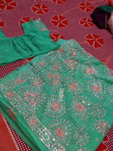 Party Wear Saree With Stitched Blouse