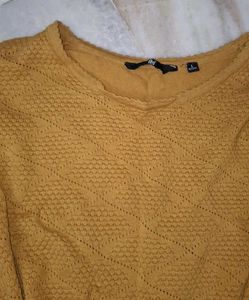 Mustard Knit 3/4 Sleeve Top