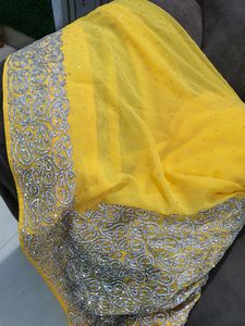 Designer Heavy Rich Work Yellow Saree