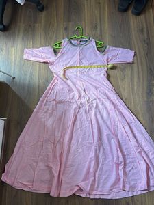 Pink Cold Shoulder long kurti