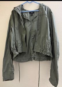 Stylish Olive Green Hooded Jacket