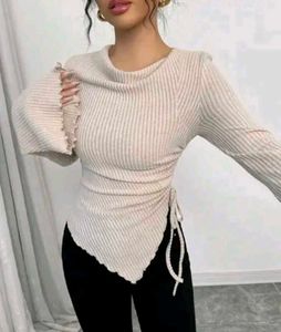 Ribbed Knit Asymmetrical Top (4 colors)