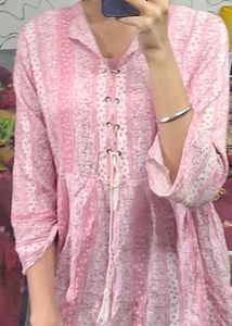 Pink Floral Print Kurta