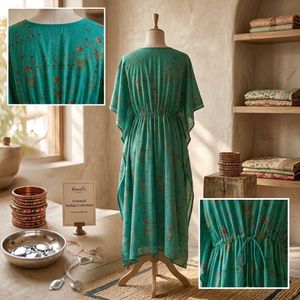 Boho Turquoise Kaftan Dress