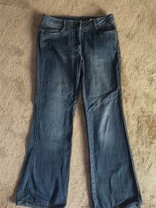 Classic Y2K Blue Flare Jeans with beautiful work