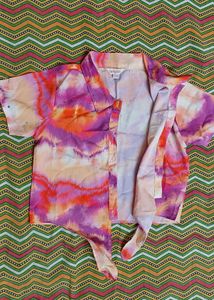Vibrant Tie-Dye Tie-Front Blouse