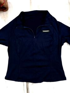 Navy Long Sleeve Mock Neck Top