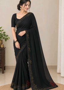 Embellished Black Saree