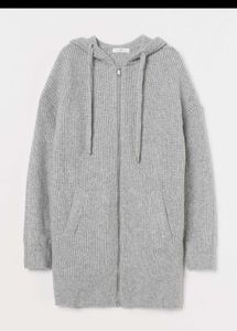 H&M Oversized Ribbed Zip-Up Hoodie