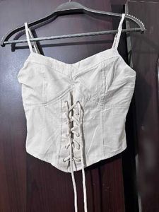 White Corset Top with Lace-up Front