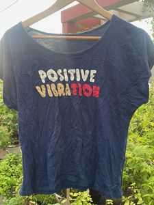 Blue "Positive Vibration" Graphic Tee