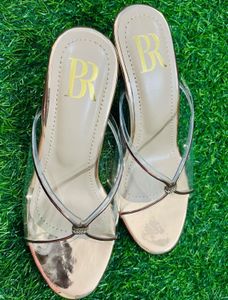 Stylish Rose Gold and Clear Wedge Sandals