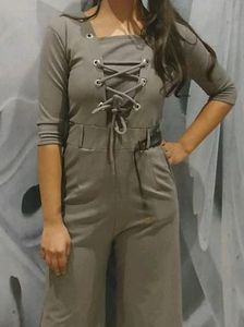 Grey Jumpsuit With Belt