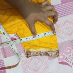 Pure Silk Beautiful Banarasi Saree Yellow Colour