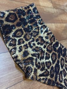 Sparkling Leopard Print Sequin Shorts