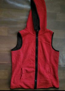 Red Sleeveless Hooded Vest