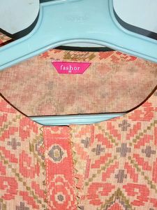 Peach Colour Staright Kurti