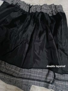 Plaid Wrap Skirt with Belt