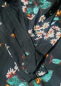 Floral Print Black Ethnic Gown 'M' SIZE