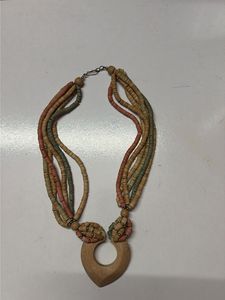 Boho Wood Pendant Beaded Necklace