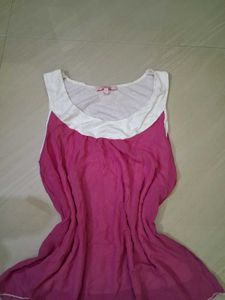 Chic Pink &amp; White Sleeveless Top