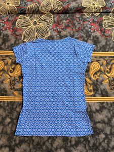 Blue Geometric Print T-Shirt