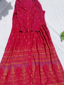 Maroon Printed Anarkali 🌼🛍️