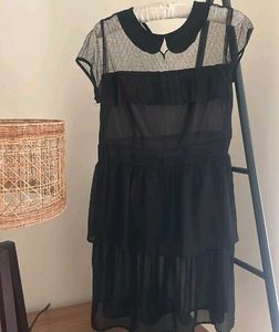 ZARA Elegant Black Sheer Layered Dress