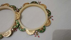 Elegant Gold and Green Bangles Set