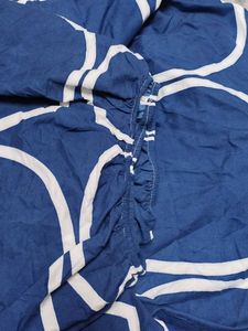 Navy &amp; White Double BedSheet Set With Two Pillow